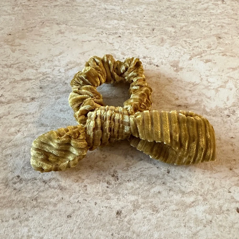 Anthropologie Golden Velvet Hair Tie